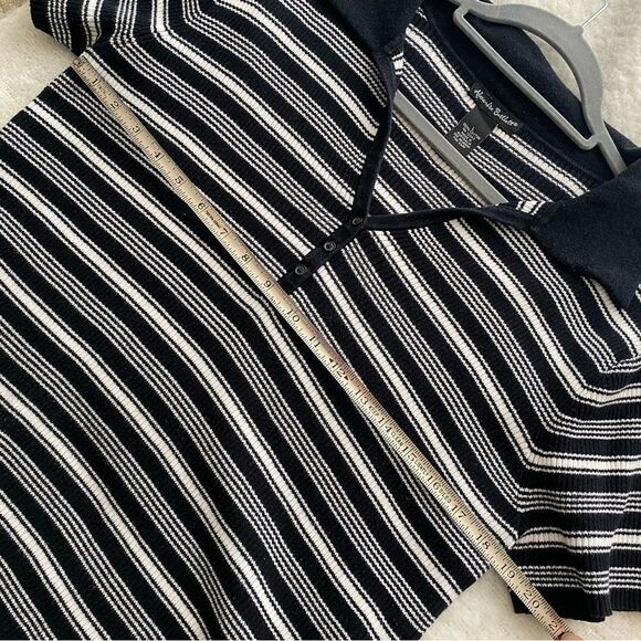Vintage Black and White Striped Short Sleeve Collared Shirt Size Large - Picture 4 of 6